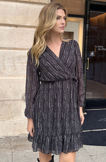 Luxuriöses Kleid mit V-Ausschnitt und Print