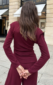 Schoudervulling-Long-Sleeve-Strech-Top-Burgundy