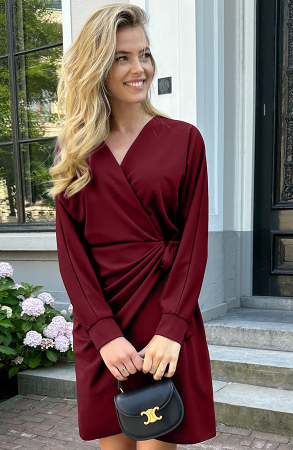 Scuba-Long-Sleeve-Jurk-Burgundy-112-2