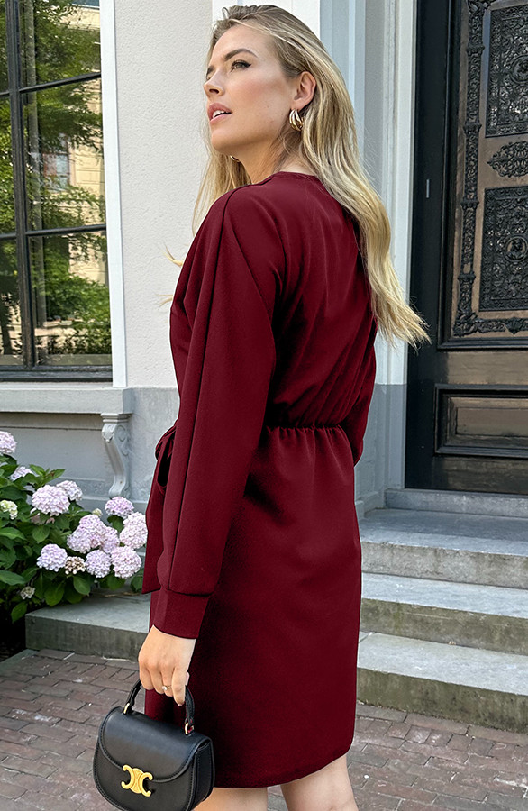 Scuba-Long-Sleeve-Jurk-Burgundy-112-6