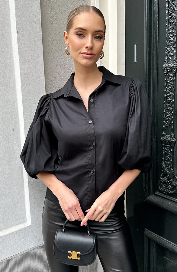 Classic-Pofmouwen-Blouse-Katoen-Zwart-deel-2-5