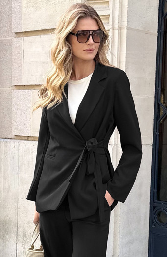 Klassischer Wickelblazer Schwarz