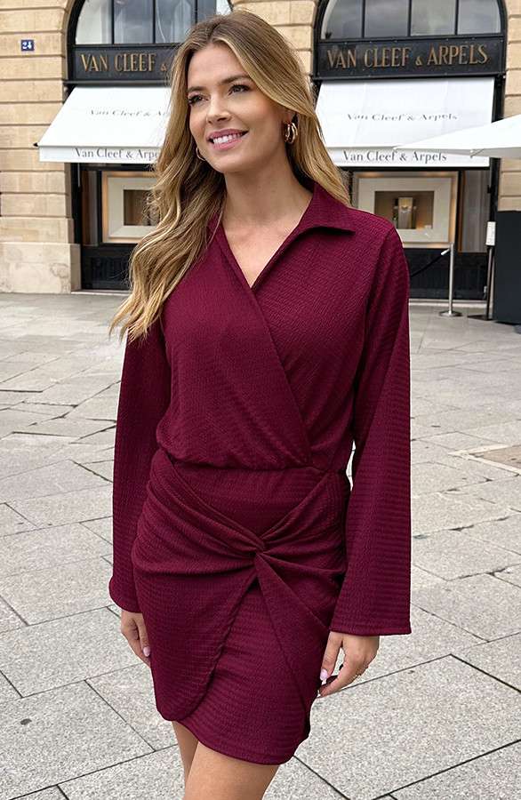 Draped-Stretch-Dress-Burgundy-4