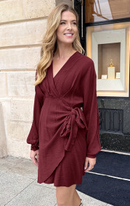Elegant-V-Hals-Jurk-Burgundy-55-6