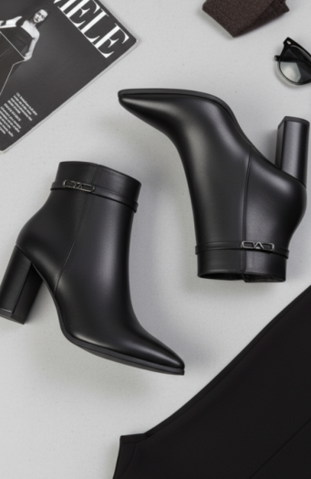 Schwarze Stiefeletten mit Absatz