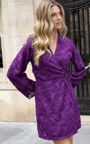Fringe-Wrap-Jurk-Wijde-Mouw-Dark-Purple-2