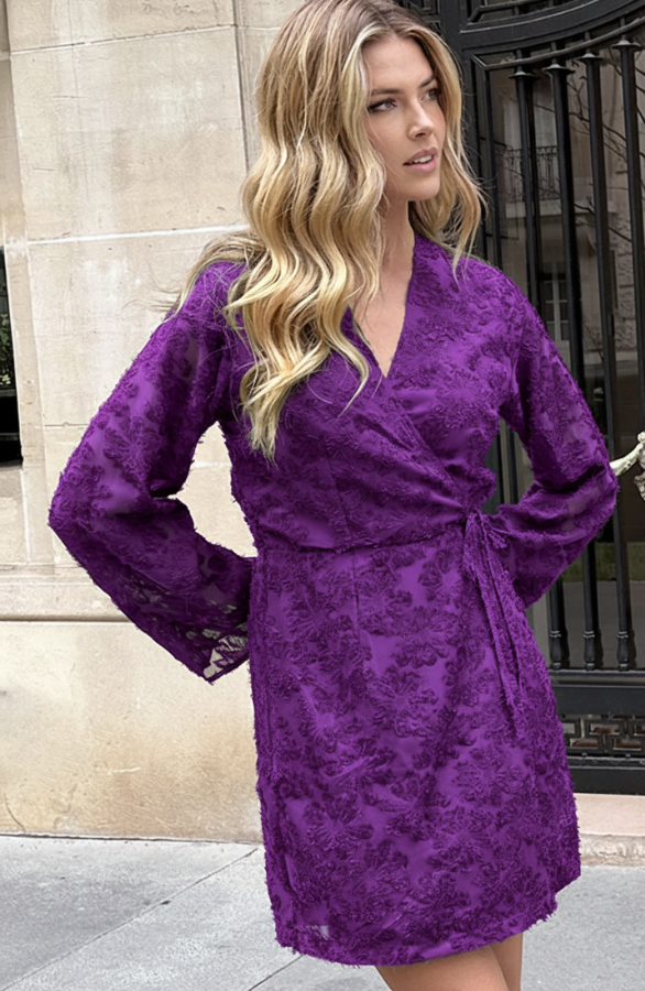 Fringe-Wrap-Jurk-Wijde-Mouw-Dark-Purple-2