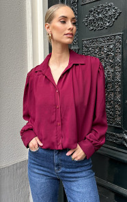 Gedrapeerde-Cropped-Blouse-Burgundy-1