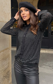 Mesh-Polkadot-Print-Blouse-Zwart-2