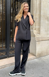 Oversized-Korte-Mouwen-Blazer-Zwart-6