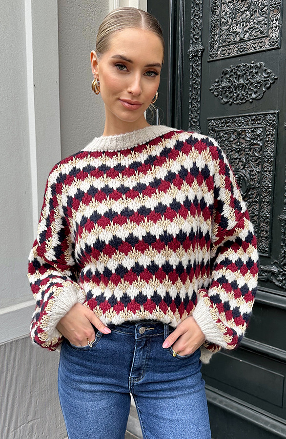 Oversized-Lurex-Trui-Burgundy-Beige-1