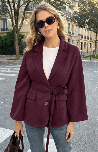 Oversized Wildlederblazer Burgunderrot