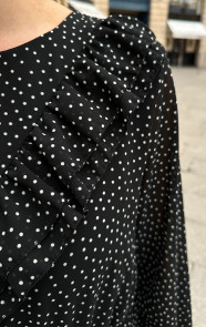 Ruffle-Polkadot-Print-Jurk-Zwart-1