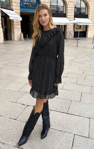 Ruffle-Polkadot-Print-Jurk-Zwart-4