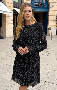 Ruffle-Polkadot-Print-Jurk-Zwart-6