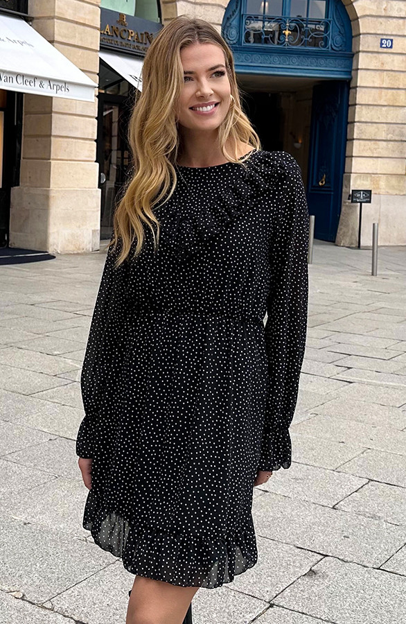 Ruffle-Polkadot-Print-Jurk-Zwart-8