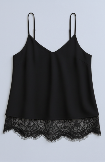 Schwarzes Satin-Spitzentop