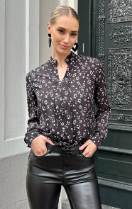 V-hals-Bloemen-Blouse-Zwart-Wit-7