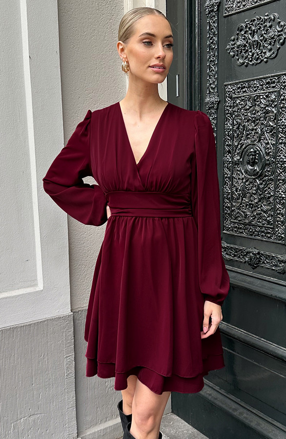 V-hals-Jurk-Strik-Detail-Burgundy-9-9
