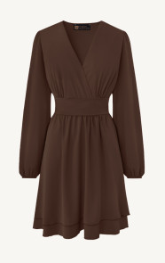 V-hals-Jurk-Strik-Detail-Choco