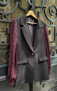 Blazer-Cheetah-Pofmouwen-Burgundy-2