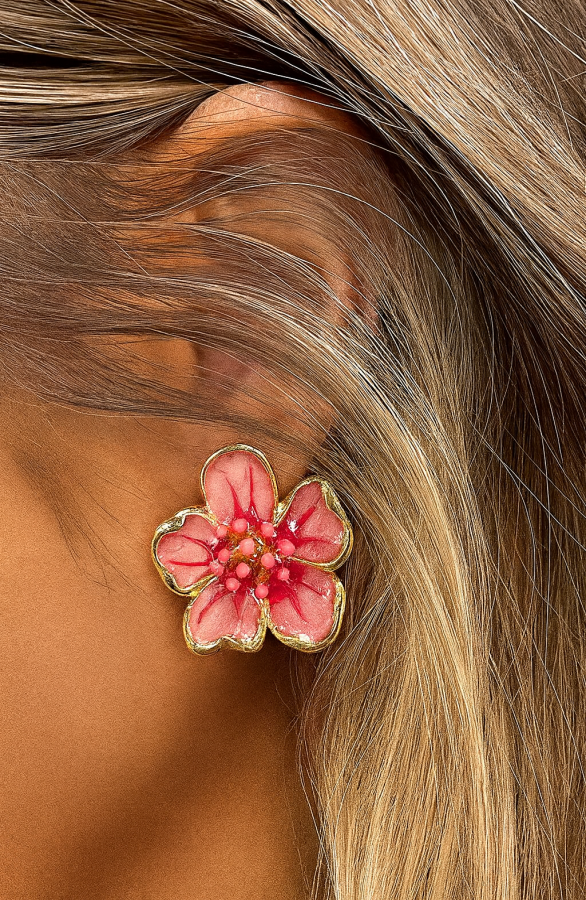Flower-Oorbellen-Goud-Roze-6