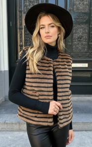 Gilet-Pocket-Teddy-Stripe-Zwart-Camel-6-1