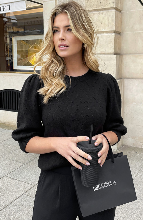 Hartjes-Knitted-Pofmouwen-Top-Zwart-44-4