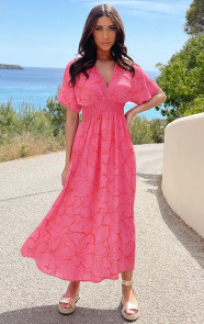Maxi-Dress-Colorful-Print-Fuchsia-Red-4