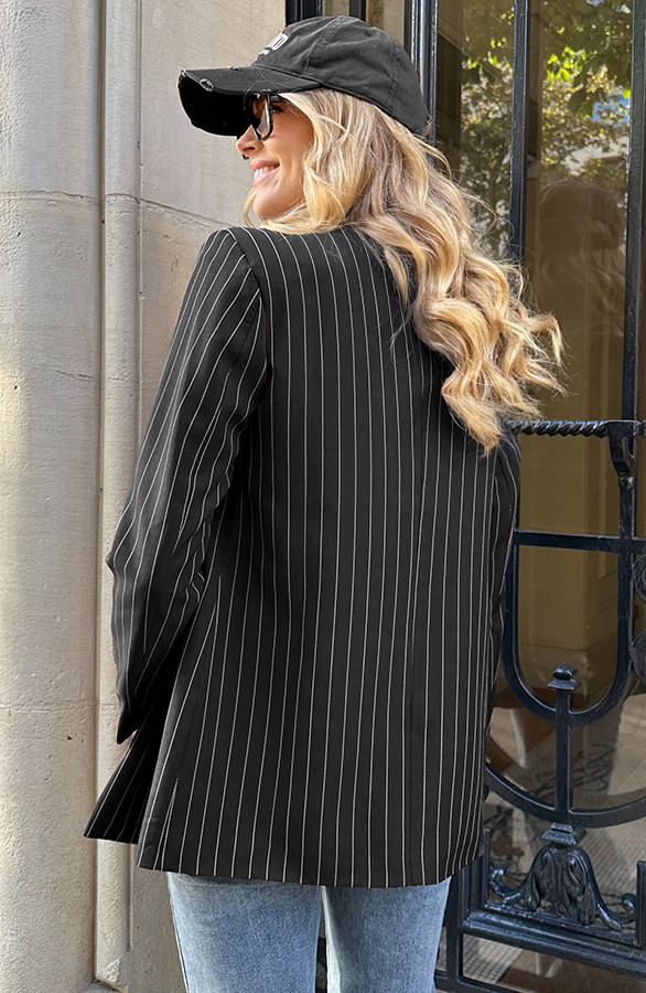 Oversized-Striped-Print-Blazer-Zwart-10