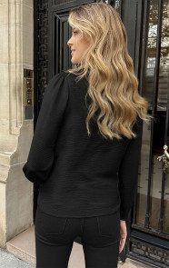 Romantic-V-Hals-Blouse-Zwart-3