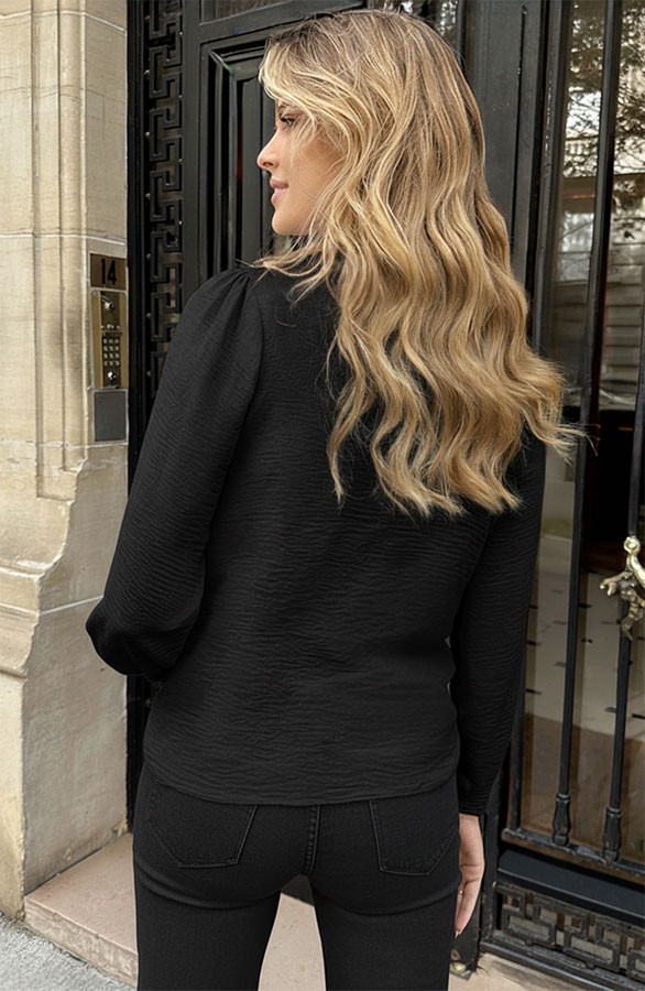 Romantic-V-Hals-Blouse-Zwart-3