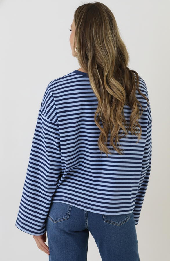 -Oversized-Strepen-Top-Katoen-Marine-Baby-Blue-11
