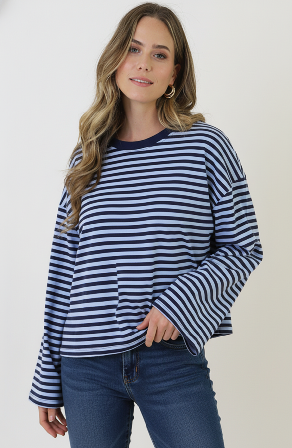 -Oversized-Strepen-Top-Katoen-Marine-Baby-Blue-8