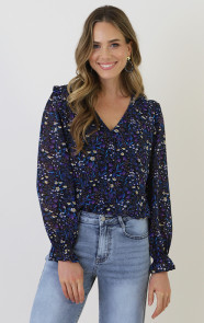 Chiffon-Ruffle-Blouse-Bloem-Multicolor-3