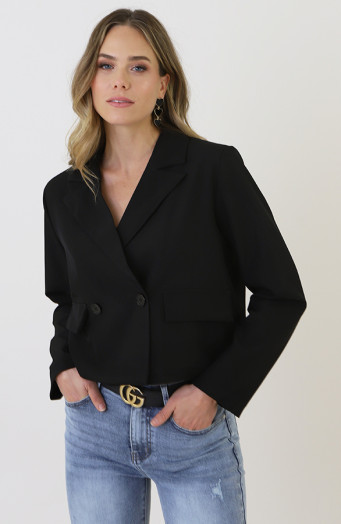 Schwarzer Blazer mit kurzen Taschen