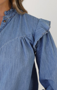 Elegance-Ruffle-Denim-Blouse-1