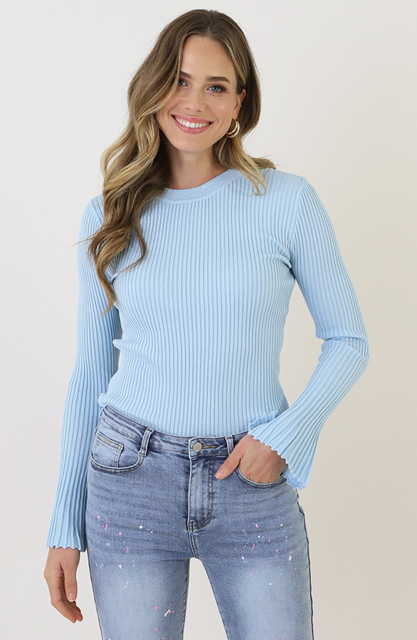 Flared-Sleeve-Top-Licht-Blauw-4