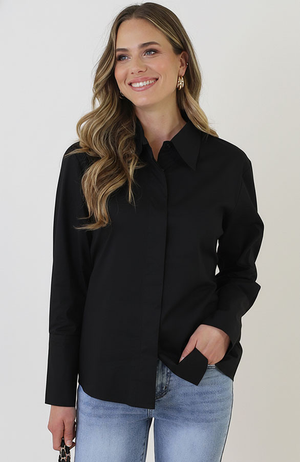 Katoenen-Strik-Blouse-Zwart-1