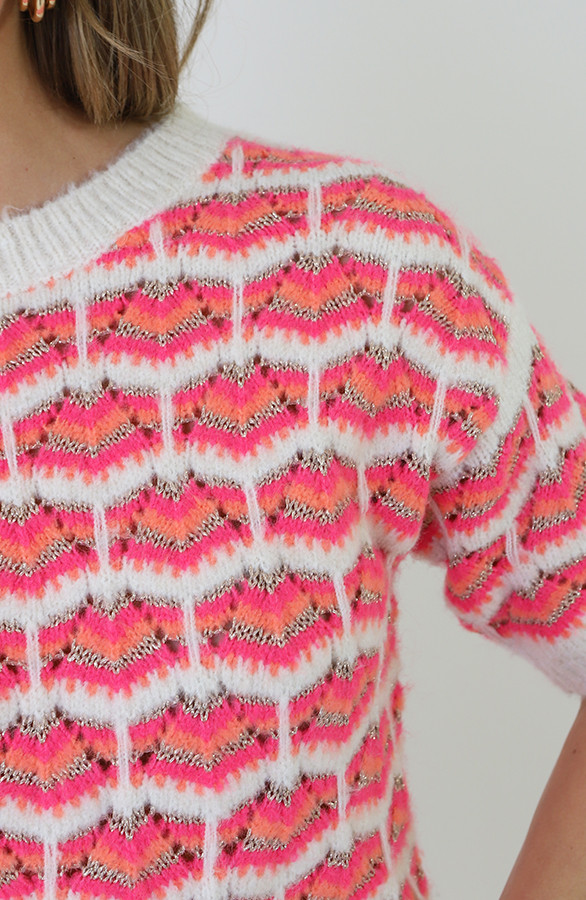 Knitted-Detail-Print-Trui-Fuchsia-1