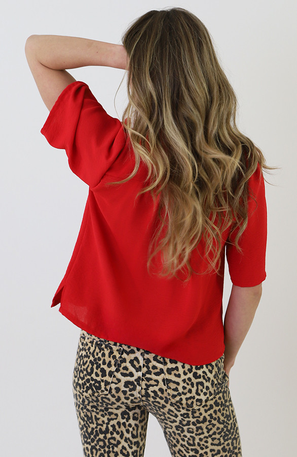 Lilly-V-hals-Wijde-Mouw-Top-Rood-6