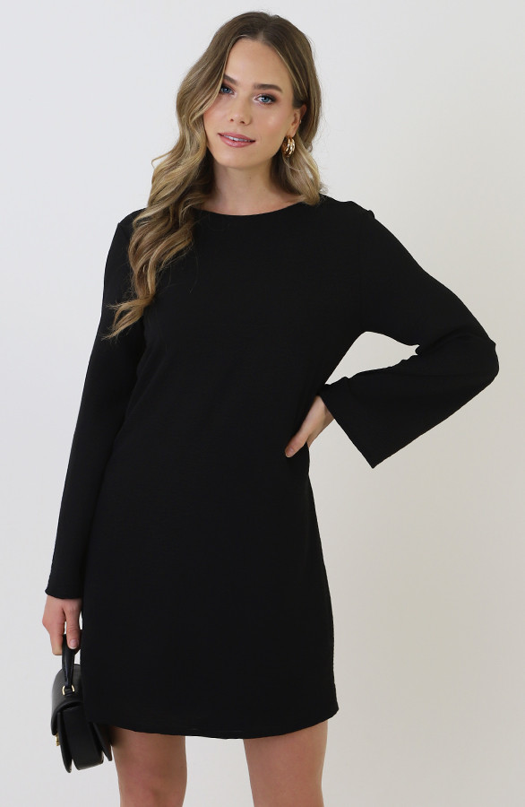 Longsleeve-Jurk-Open-Rug-Zwart-3