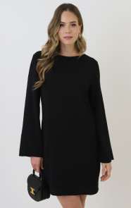 Longsleeve-Jurk-Open-Rug-Zwart-4