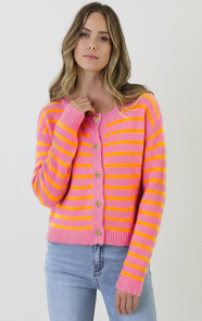 Luxe-Gestreepte-Cardigan-Roze-Oranje-1