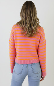 Luxe-Gestreepte-Cardigan-Roze-Oranje-2