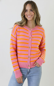 Luxe-Gestreepte-Cardigan-Roze-Oranje-4
