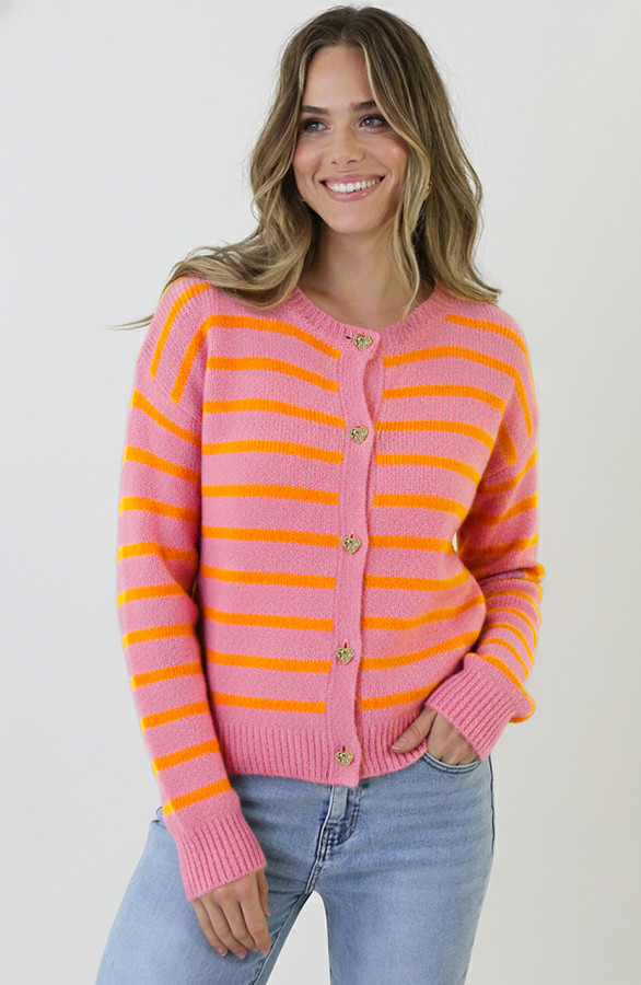 Luxe-Gestreepte-Cardigan-Roze-Oranje-4