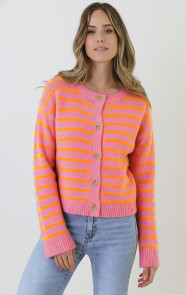 Luxe-Gestreepte-Cardigan-Roze-Oranje-5