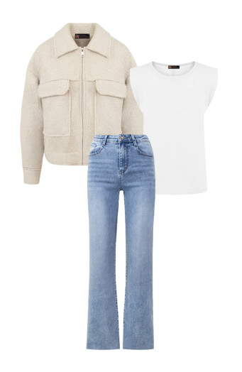 Musthave-Deal-Complete-Set-Boucle-Jacket-Met-Rits-Beige