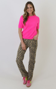 Oversized-Soft-Trui-Korte-Mouw-Neon-Roze-2